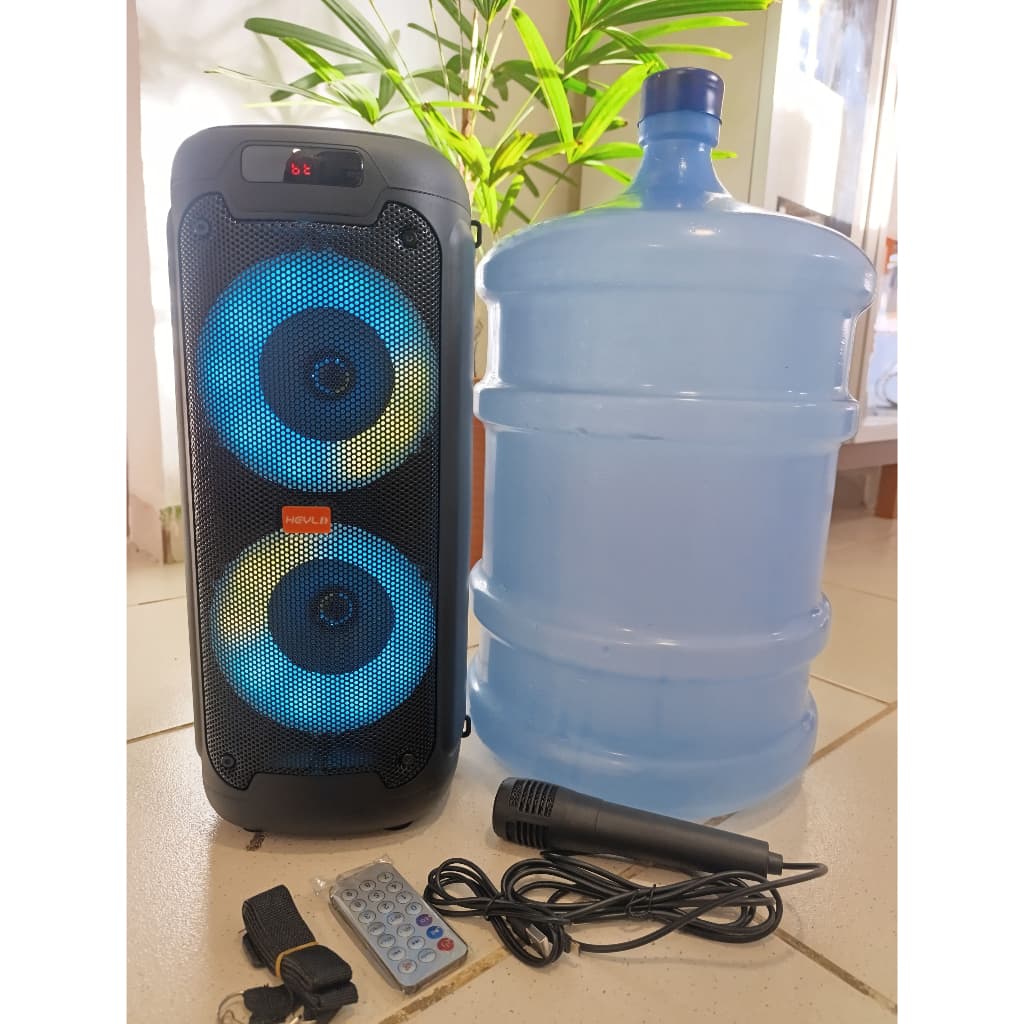 Super Caixa de Som Bluetooth Grande Portátil Original Karaoke Microfone Leds RGB BT AUX Mic