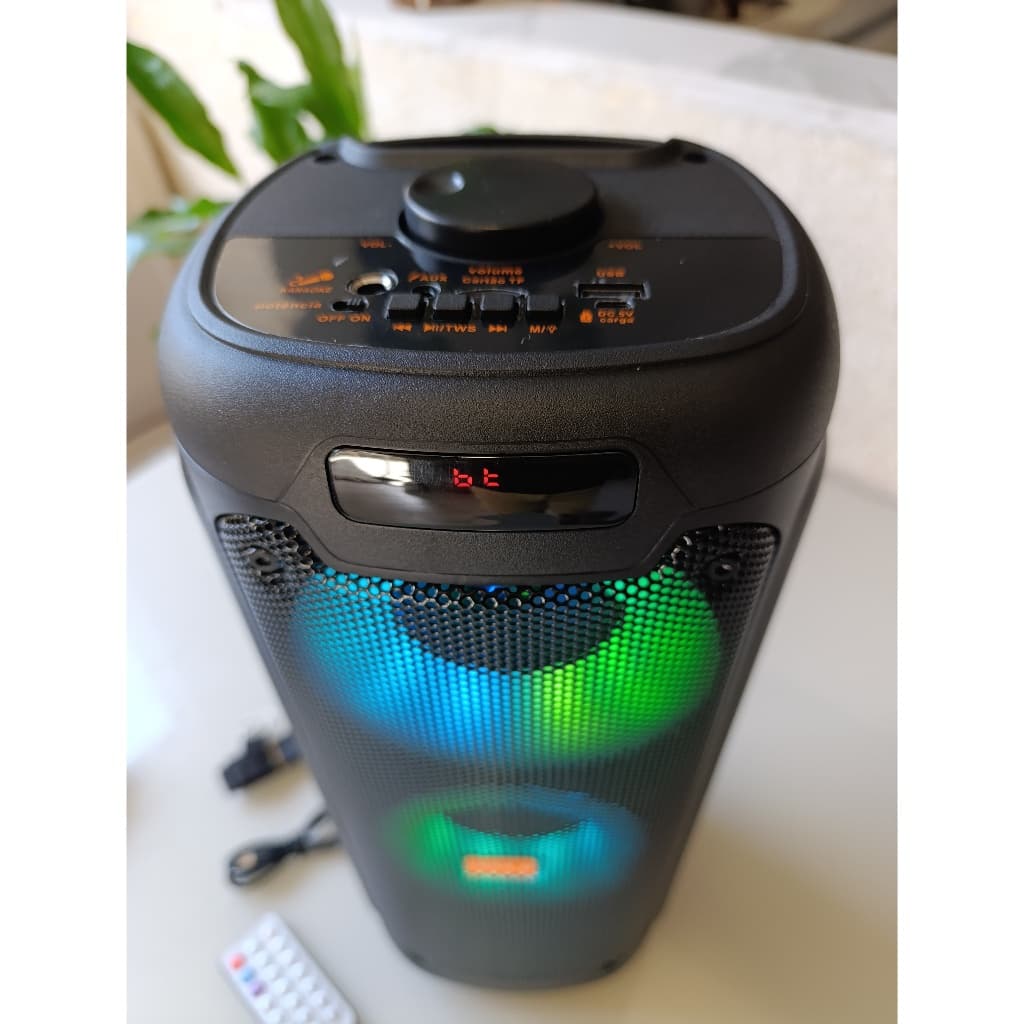 Caixa de Som Amplificada Portatil FM BLUETOOTH AUX CONTROLE REMOTO SOM TWS LINK+ Microfone Karaoke