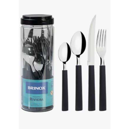 Faqueiro 24 Peças em Aço Inox Riviera preto com Pote de Plástico Brinox - 6025/712