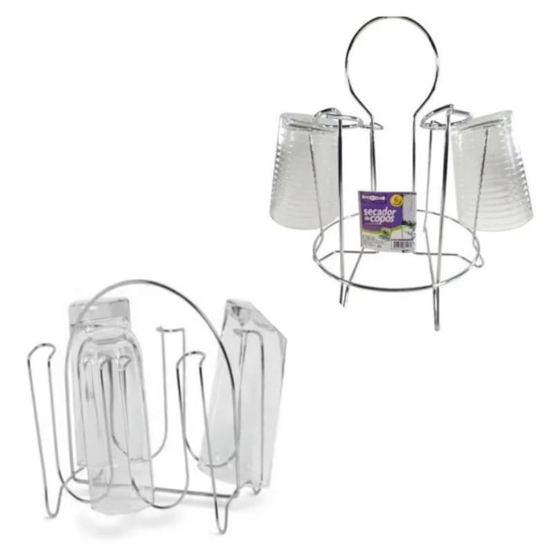 Porta Copo Aço Inox Cromado Escorredor de Copos Secador Suporte Organizador Retangular e Redondo