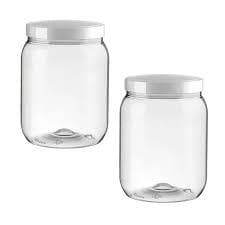 Kit 2 potes plásticos 1 litro rosca transparente Bandeirante 2166UD