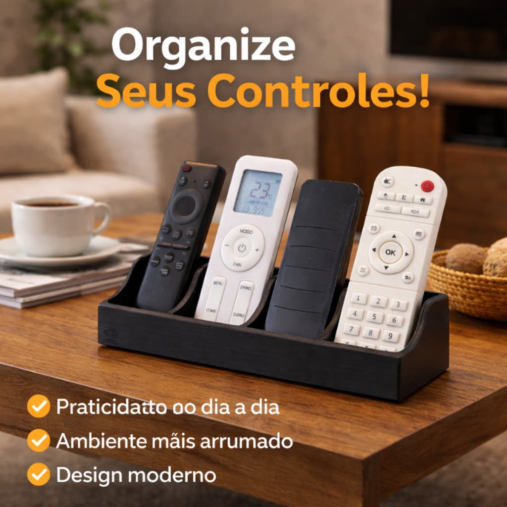 Suporte Organizador para Controles Remotos | Porta Controle Universal  Design Moderno e Minimalista