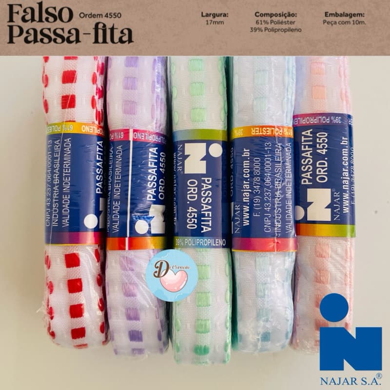 Fita Falso Passa-fita 17mm – Pct 10m | Ideal p/ Laços Perfeitos, Costura Criativa e Decoração