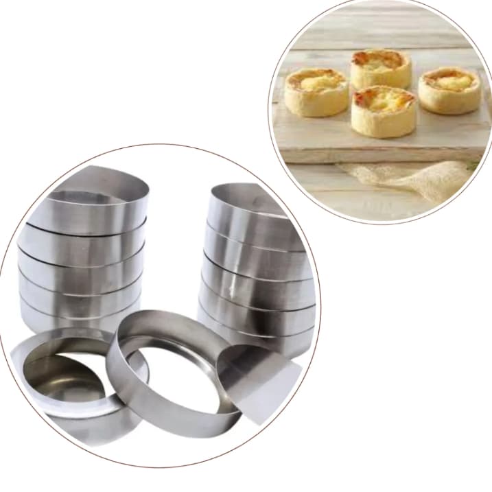 Kit Forma Para Quiche 10x3cm com 6 Peças em Alumínio Fundo Falso