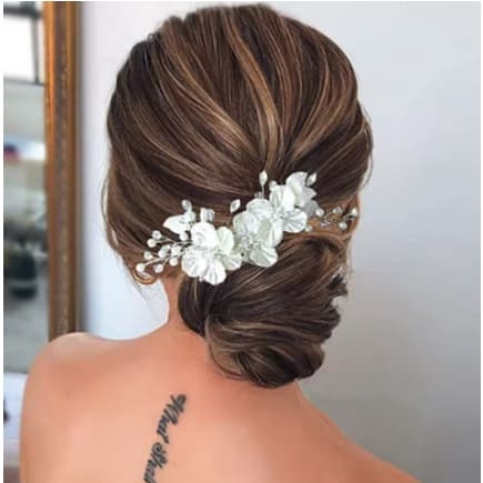 Grampo De Cabelo De Noiva Coreano-Cristal Pérola Feito À Mão Com Pétala Branca Para Casamento