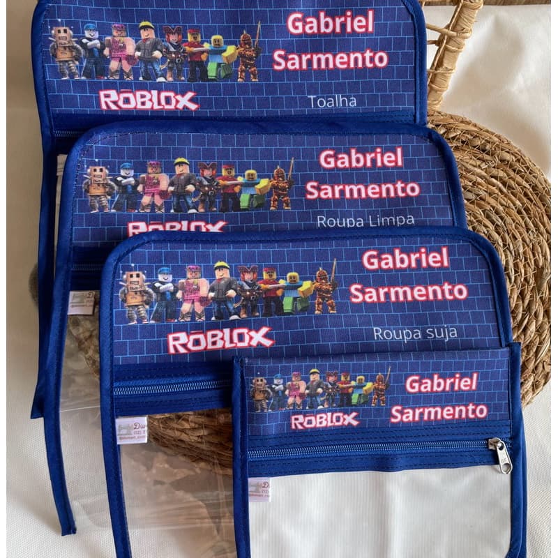 kit 4 peças necessaire creche  3 necessaires grandes roupa limpa, roupa suja, toalha e 1 higiene