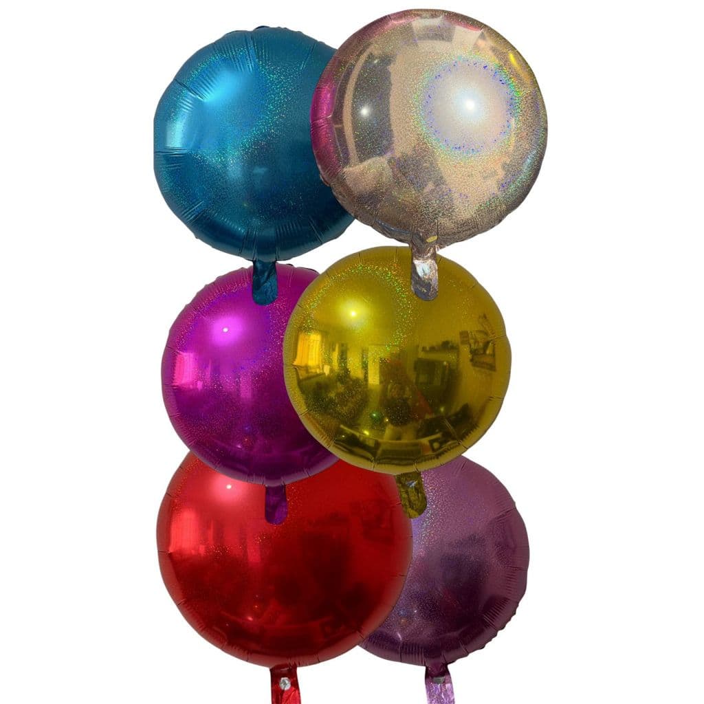 10 Balão Redondo Metalizado 18 Polegada Balão Holográfico Redondo - Aprox. 45cm