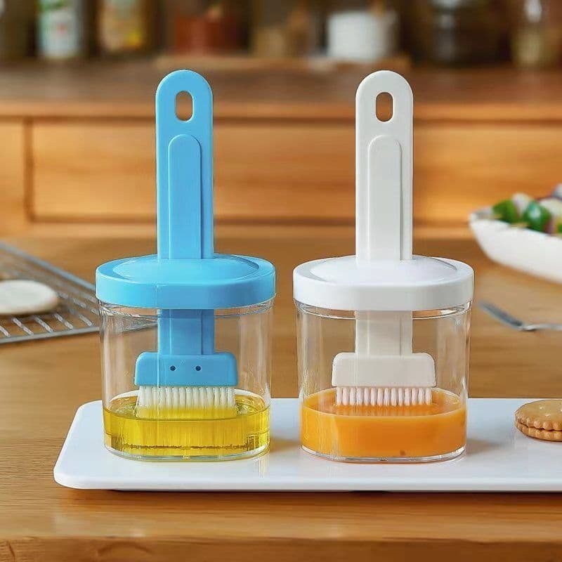 Pincel de óleo de cozinha com frasco