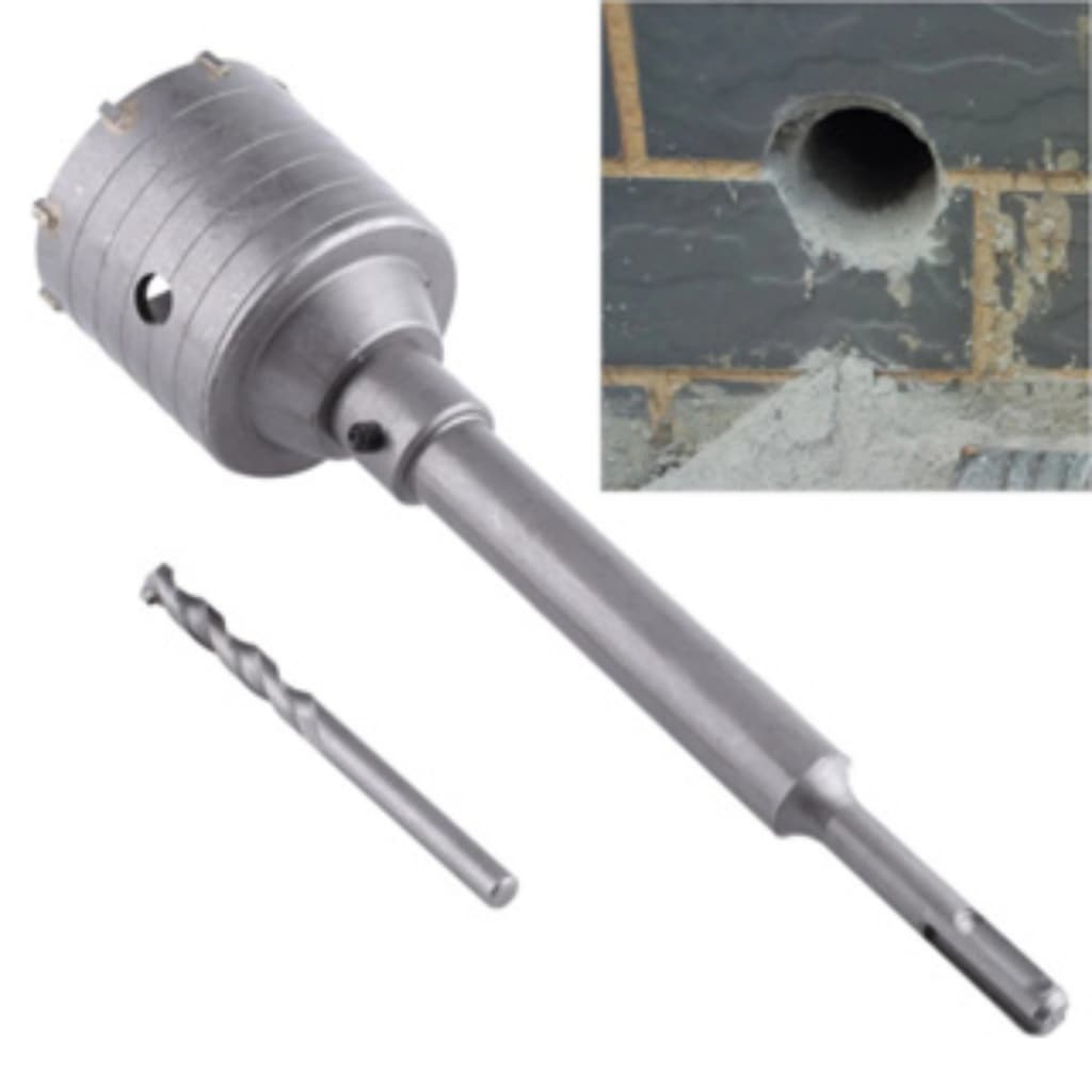 Serra Copo Videa 65mm C/ Haste Furar Parede Ar Condicionado Alvenaria Bloco Concreto Tijolo 250mm