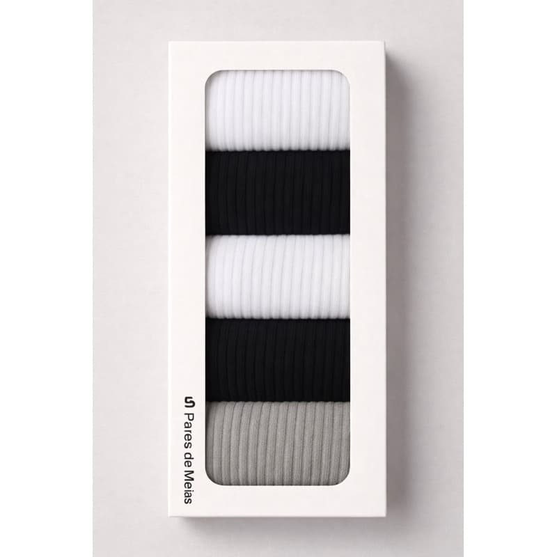 Kit 5 Pares de Meia Esportiva Cano Médio