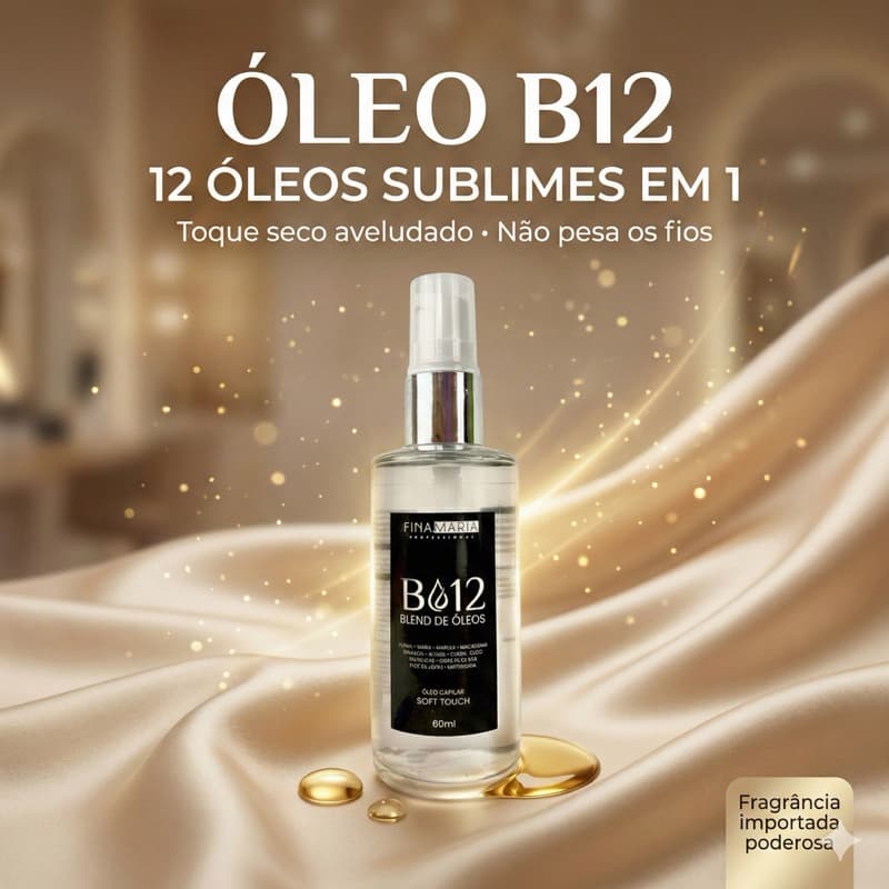 ÓLEO CAPILAR COM 12 ÓLEOS + FILTRO SOLAR + PROTEÇÃO TÉRMICA | FINA MARIA