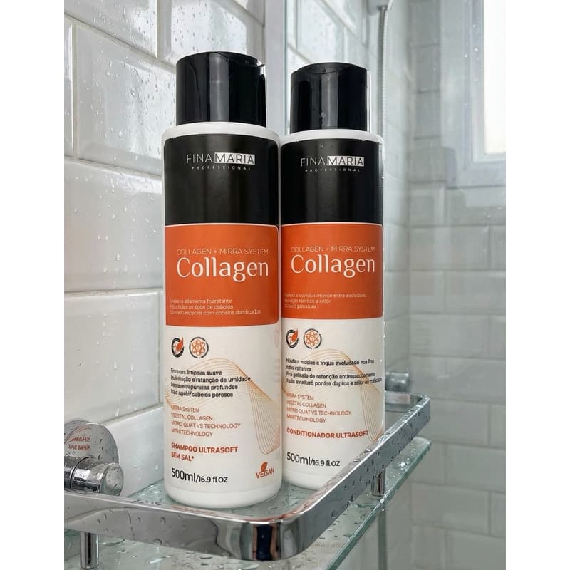 Kit Shampoo + Condicionador Profissional Colágeno 500mL+500mL | Fina Maria