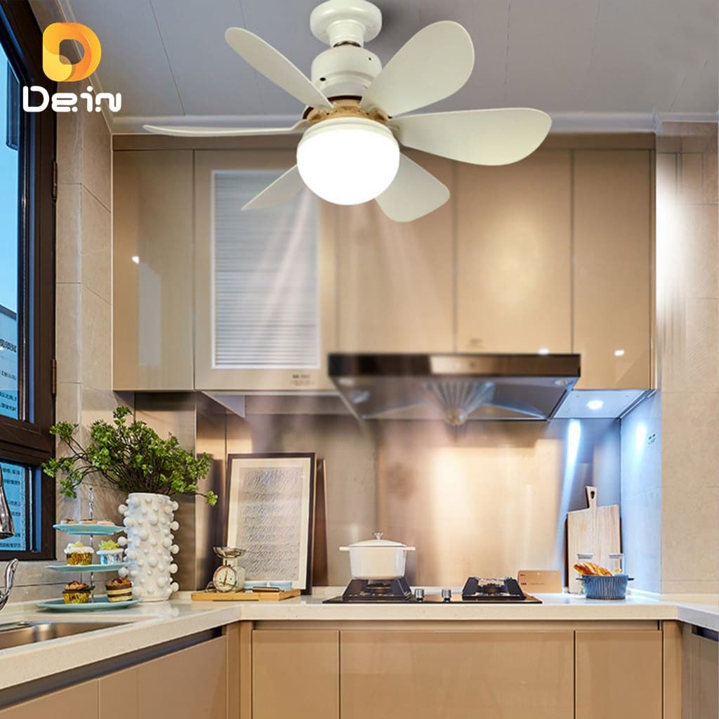 Lâmpada Ventilador LED 80W E27 6 Pás com Controle Remoto 3 Cores de Luz 52cm Bivolt