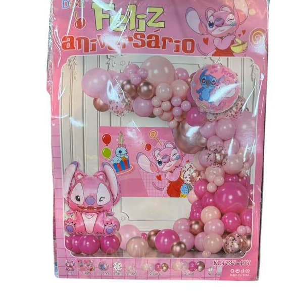 KIT DECORAÇÃO BALÕES FELIZ ANIVERSÁRIO ROSA – TEMA STITCH ROSA -hello Kitty-homem-Aranha