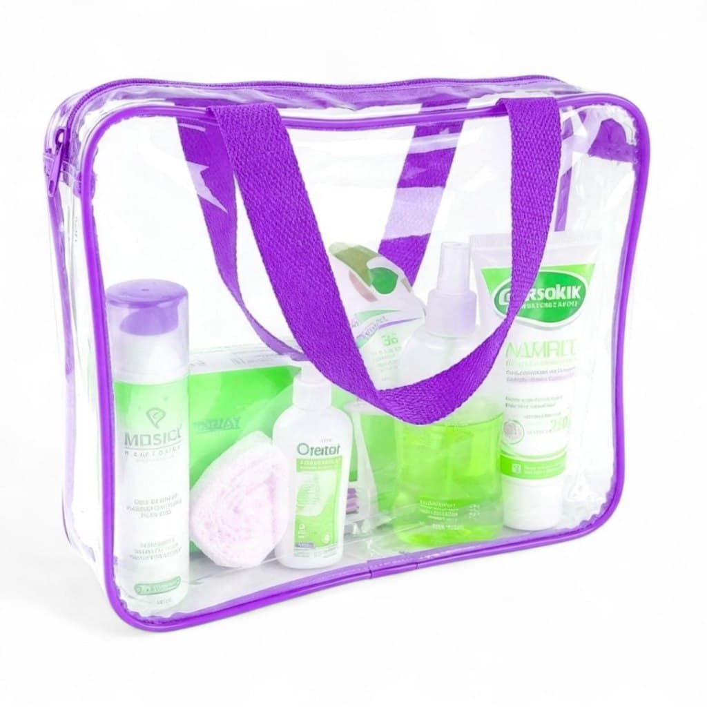 kit 10 Necessarie cristal 30x23cm transparente com alça - multiuso - praia