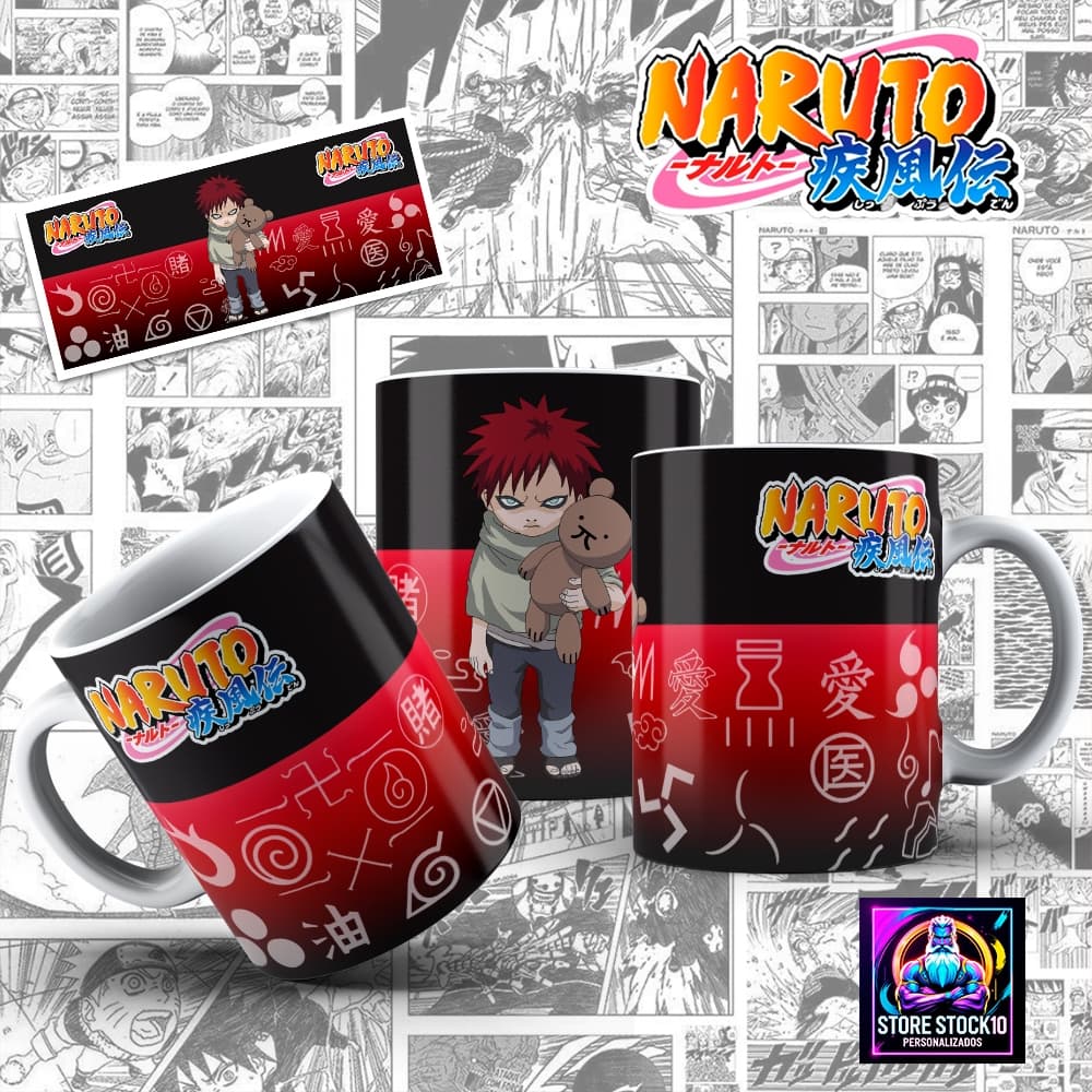 Caneca Gaara Infância 325ml Anime Estampa Chibi Personalizada