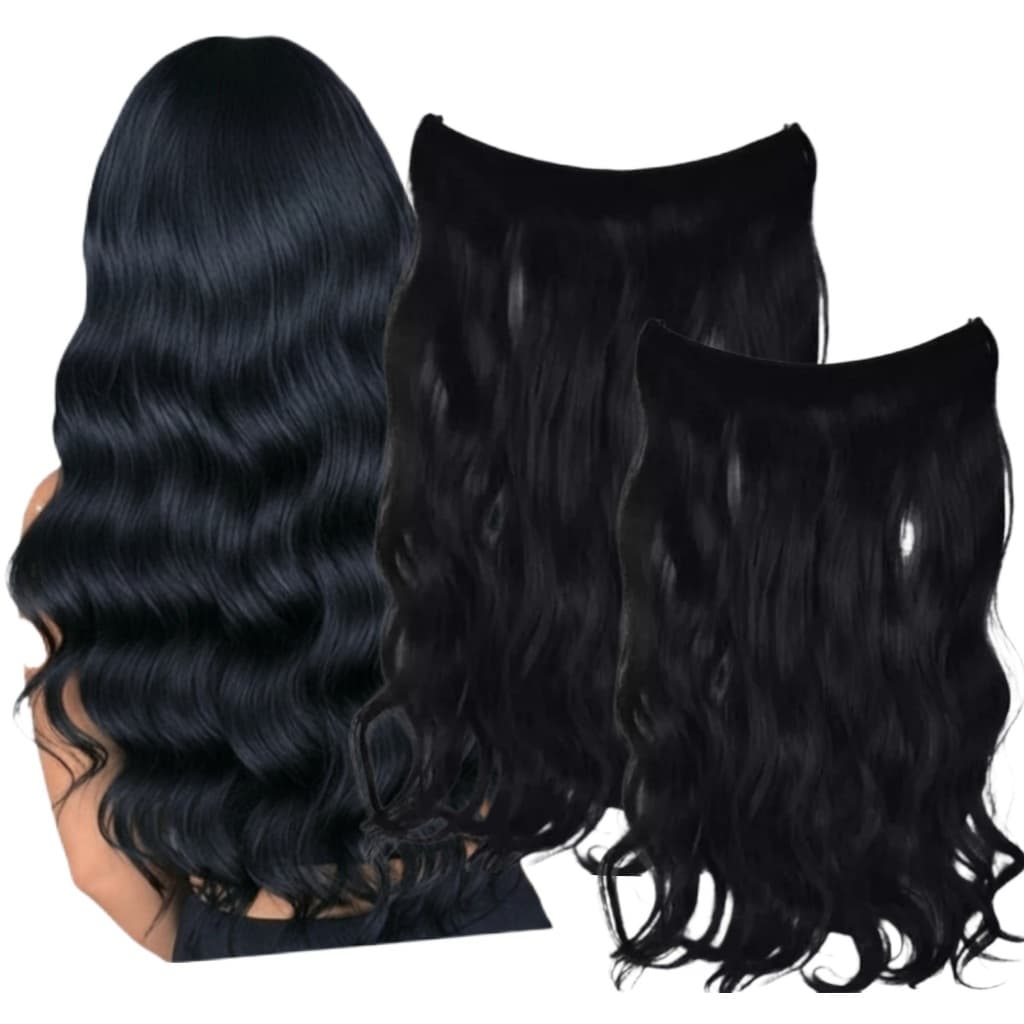 2 Extensão de Cabelo Aplique tic tac ondulado preto Secador, chapinha, babyliss, Organico