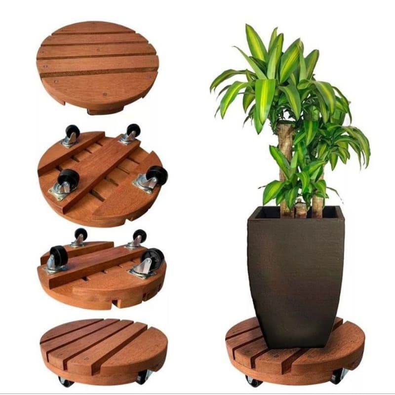 Suporte com rodinhas para vasos de plantas