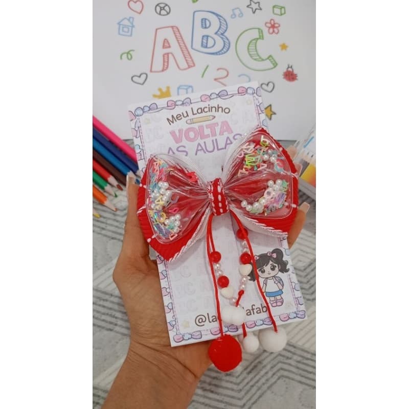 laço escolar/laço volta as aulas/laço/laço infantil/laço com pompom