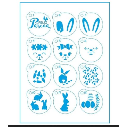 Kit mini Stencil Orelhas, Coelhos, Patinhas, ovos de pascoa –STMI-016 litoarte