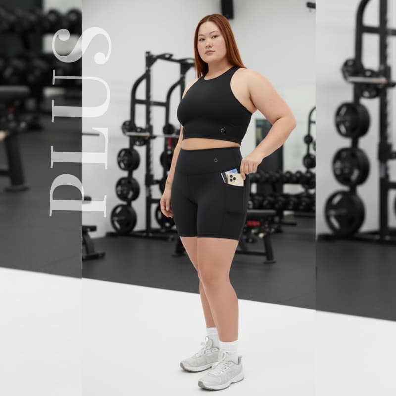 Short femenino de Academia Fitness Cintura Alta con Bolsillos Laterales – Costura Reforzada