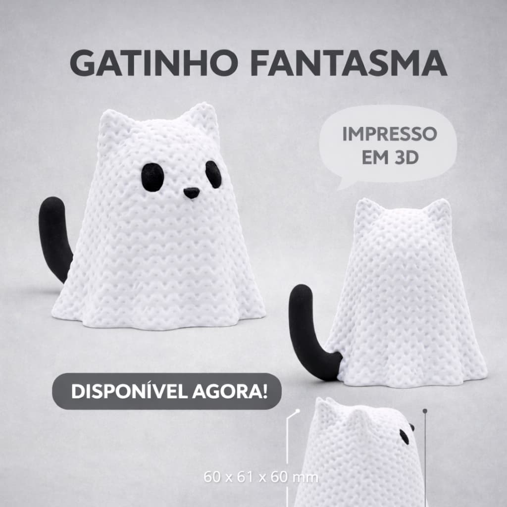 Gato colecionavel Fantasma Decoração geek fofo  3D | Decoração
