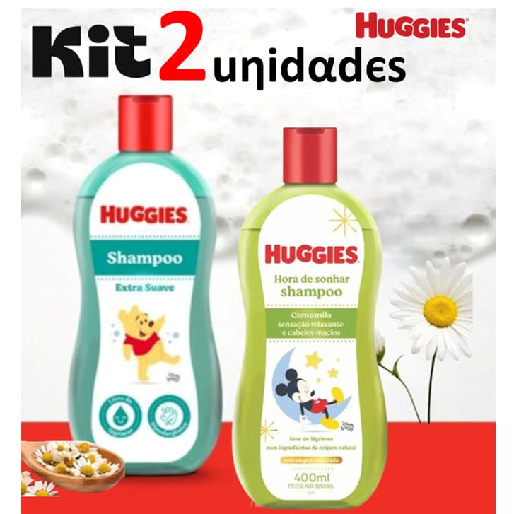 Kit c/ 2 Shampoo infantil - Extra Suave / Camomila - Huggies 200ml