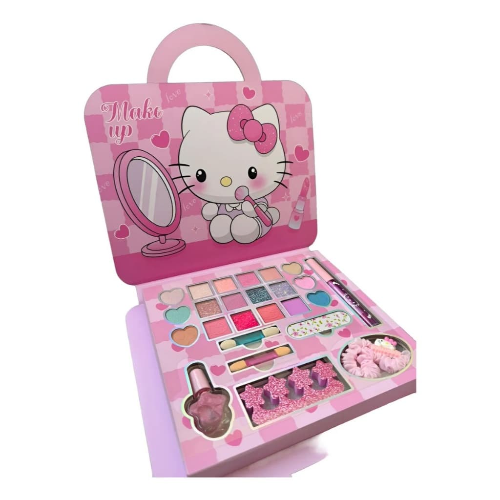 Kit Maquiagem Hello Kitty Infantil Paleta De Sombras + Esmaltes + Batons