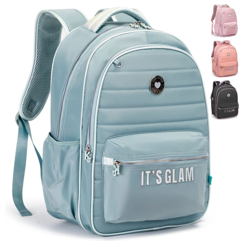 Kit Mochila Escolar Juvenil Feminina Kika It’s Glam de Costas com Estojo Moderna e Espaçosa