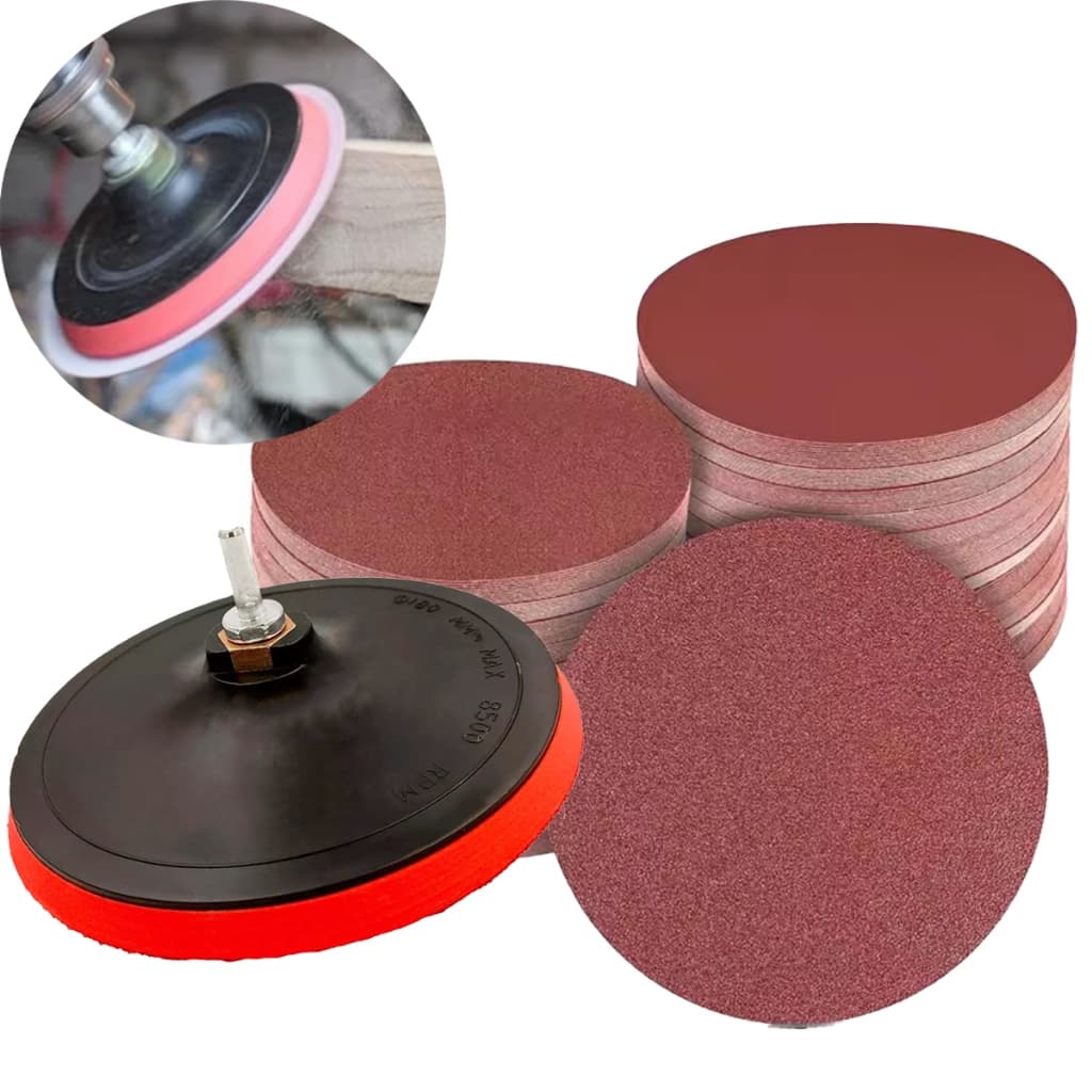 Kit 10 Discos De Lixa De Parede E Suporte De Lixa Velcro 180mm