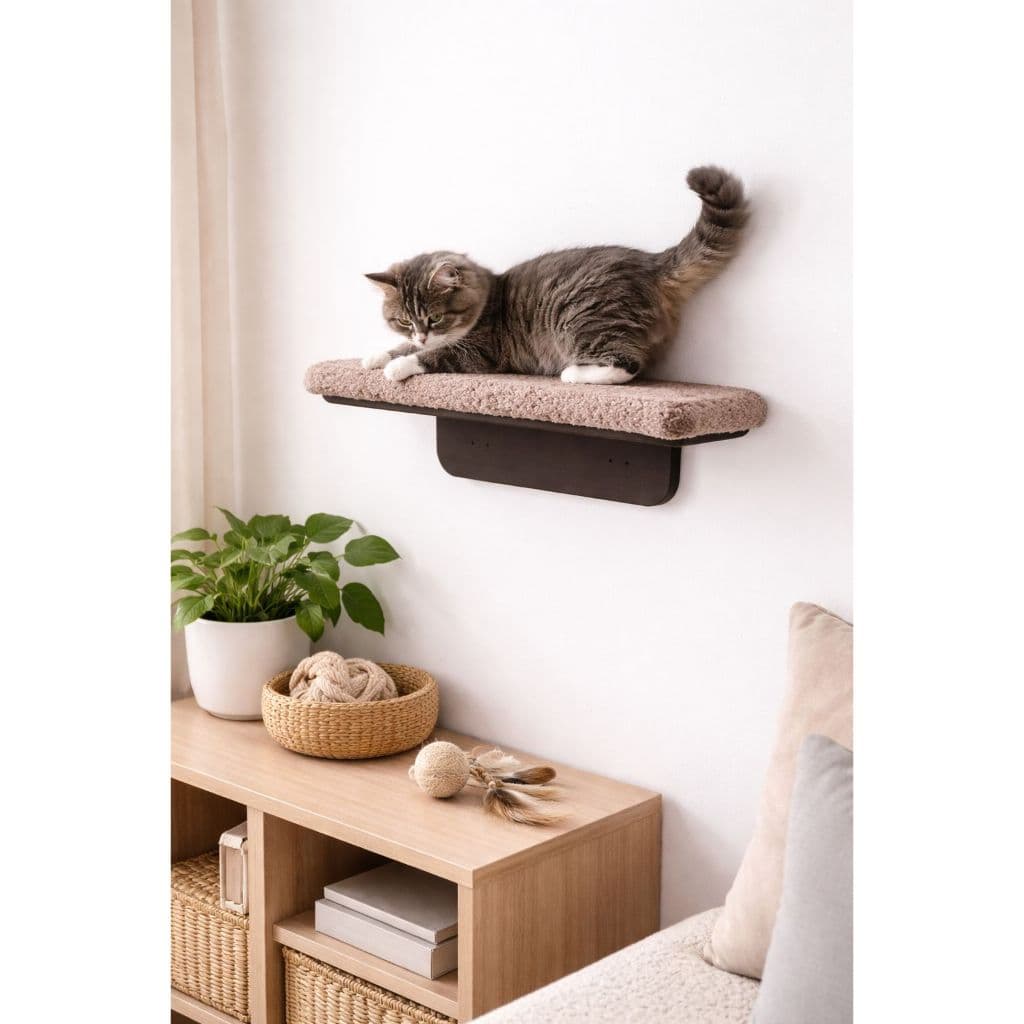 Arranhador de Parede para Gatos com Prateleira – Kit Completo com Bucha e Parafusos