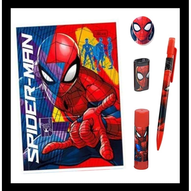 Kit escolar Spider Man 5 itens com caderno