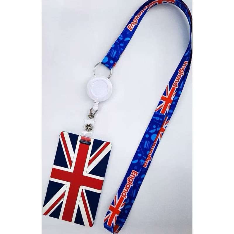 Porta-Crachá Inglaterra - Kit com Cordão e Clip Retrátil