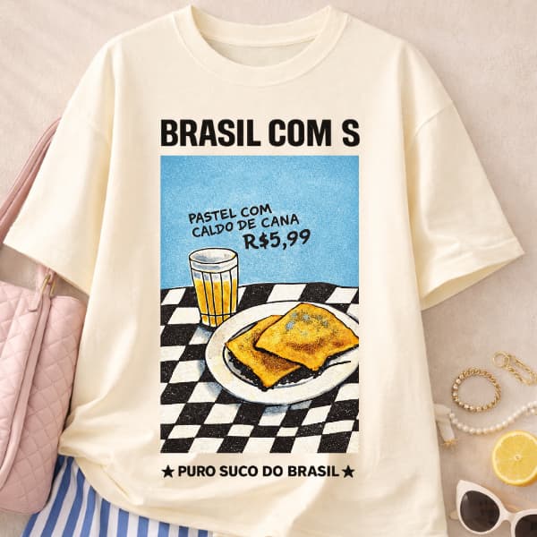 Camiseta Oversized Feminina Verão Brasil Brasilidades Praia Tendencia 100% Algodão