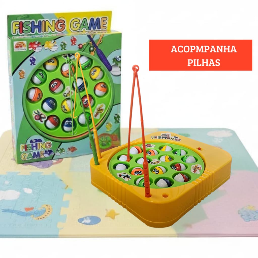 Jogo Infantil Pescaria Pega Peixe - Brinquedo Infantil Educativo – Coordenação Motora – 2 Pilhas AA