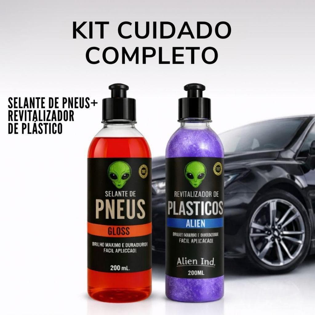 Kit Revitalizador de plástico + Selante De Pneus Gloss Alien Ind Restaura Brilho Não Sai Com Água Hidrata