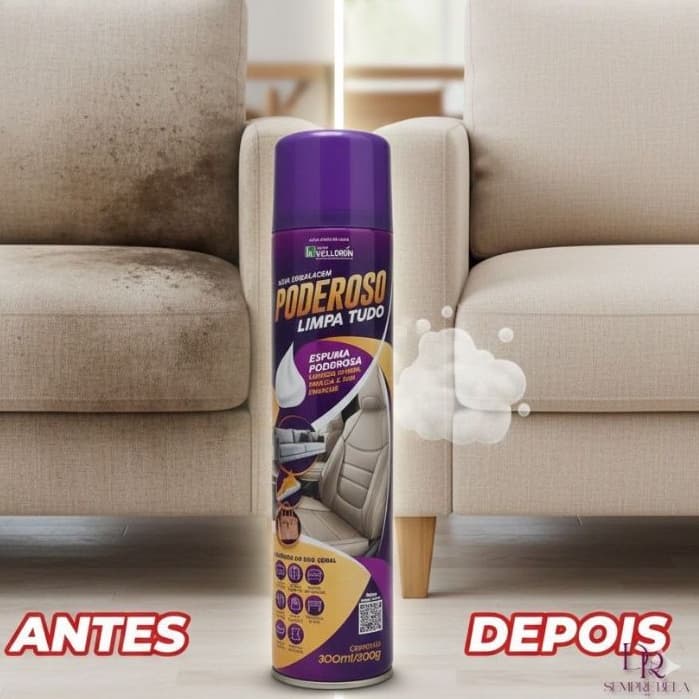 Espuma Limpa a Seco Estofados| Sem Enxágue | Sofá Tênis Couro Carro 300ml