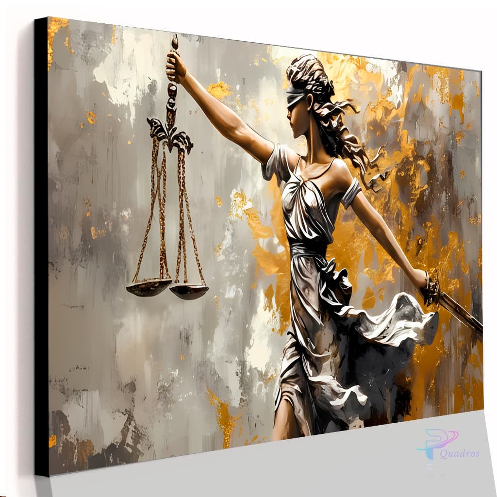 Quadro Decorativo Deusa Advogada Justiça Em Pintura Ouro Casa Sala Quarto Parede Decoração