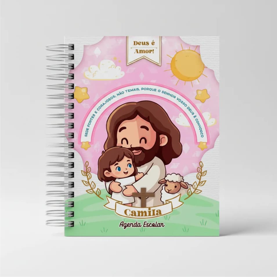 Agenda Creche Infantil Berçario Jesus Capa Dura Rosa Jesus Cristâ