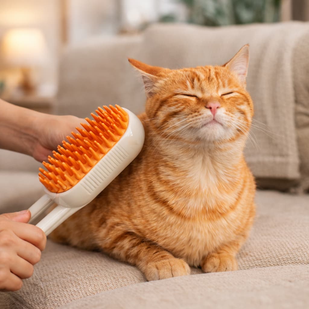 Escova Vapor 3 Em 1 Remoção De Pelos E Massagem Gatos Cães