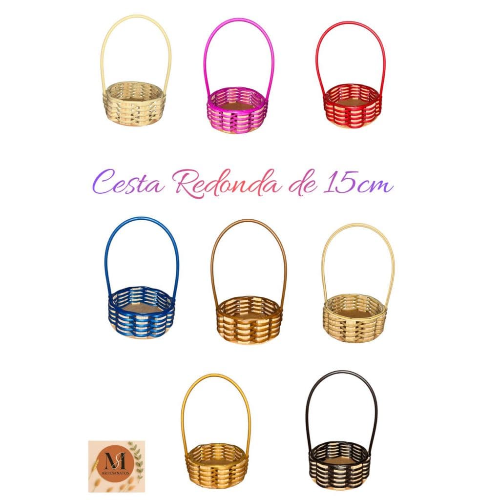 Kit 6 Cestas Fraldeira Redonda Sintético 15x5cm, Presentes,Lembrancinhas, Organização