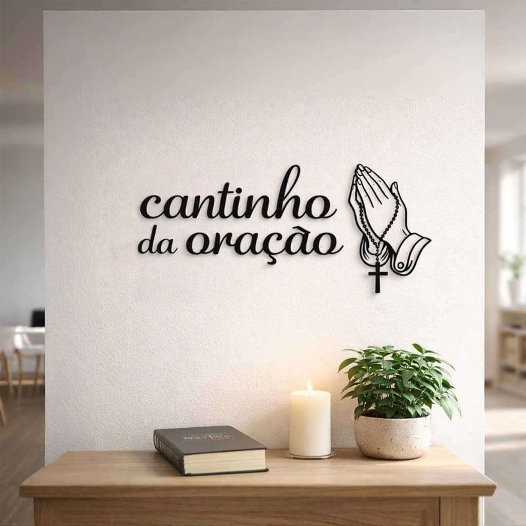 Quadro Decorativo Cantinho Da Oração Em MDF Com Dulpa Face