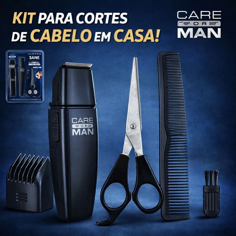 Máquina De Cortar Cabelo - Kit Completo Com 5 Peças Tesoura