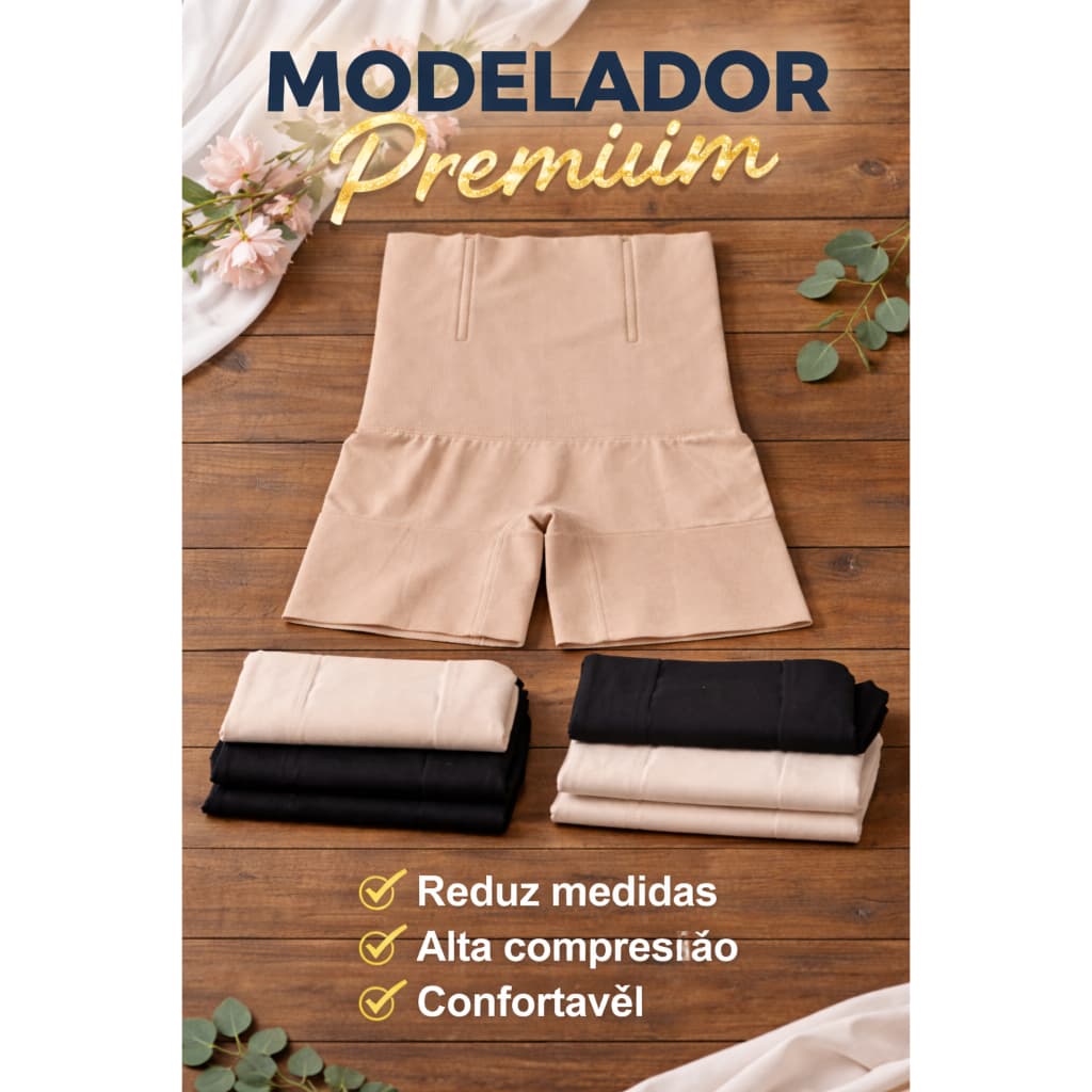 Bermuda Modeladora Feminina Cintura Alta Compressão Barriga e Pernas Não Enrola Ideal Para Vestidos