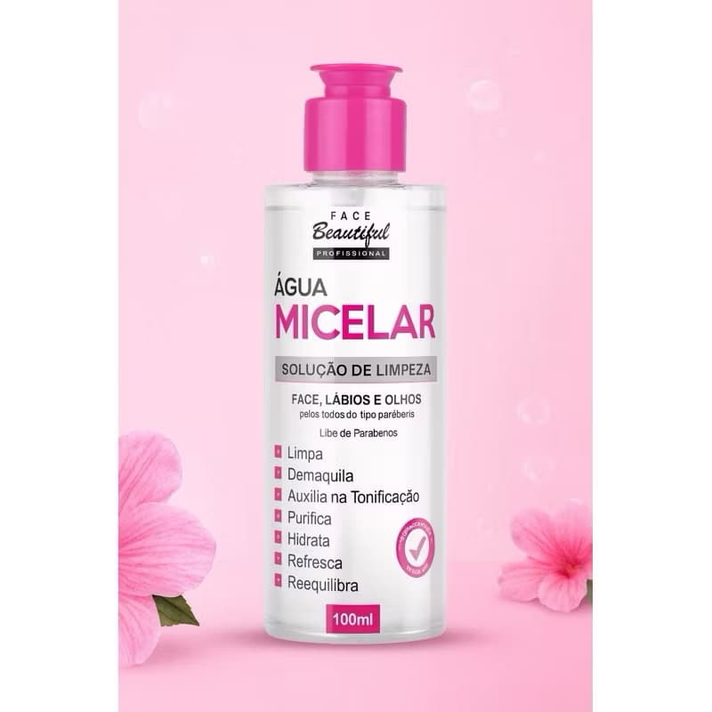 Água Micelar Skin Care 100ml Facebeautiful solução de limpeza para o rosto remoção de maquiagem