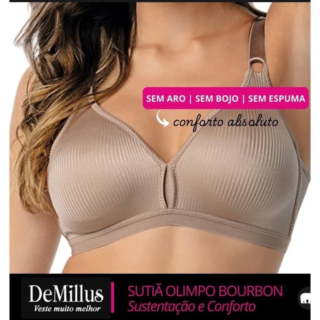 Sutiã Sustentação Olimpo Demillus Reforçado Sem Aro e Sem Bojo.