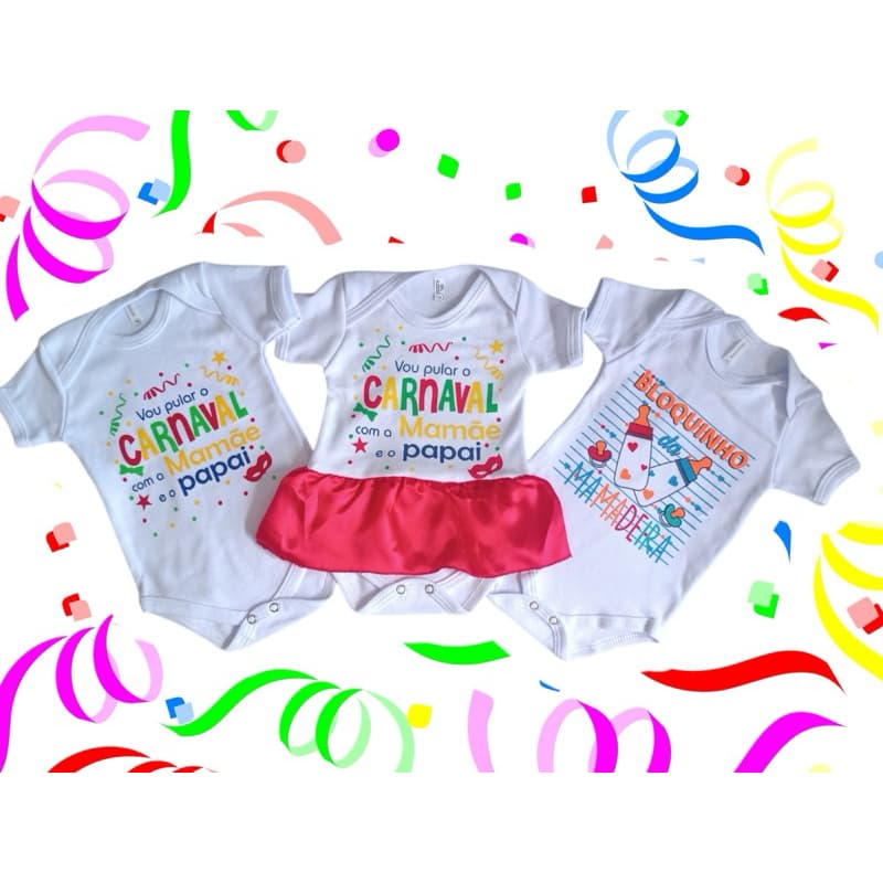 Body Carnaval Bebê infantil Folia Festa Saia de tule