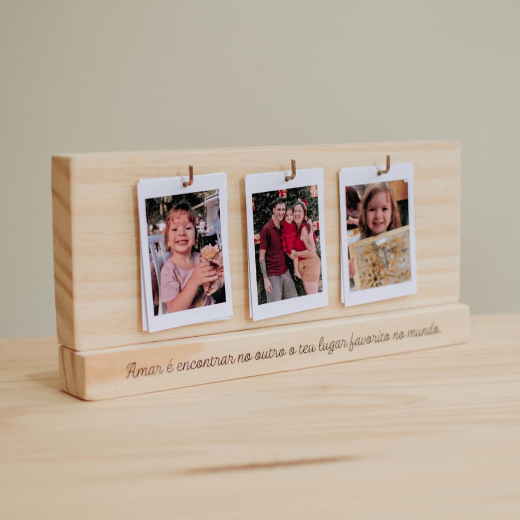 Porta Retrato Personalizado (Frase em Adesivo) - Incluso 3 ou 6 Fotos Impressas Presente Dia Dos Pais