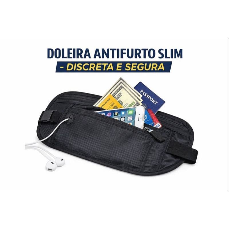 Pochete Doleira Antifurto Slim Invisível Carnaval Viagem Corrida Academia Porta Celular Documentos Dinheiro Impermeável