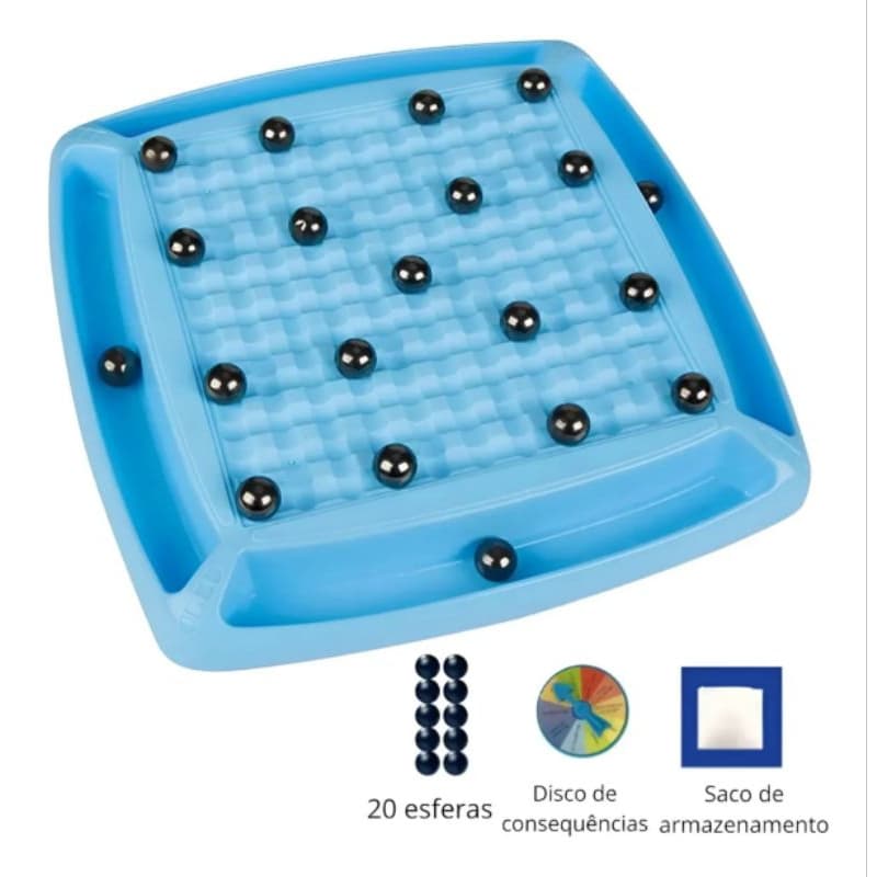 Jogo De Tabuleiro Magnético C/ 20 Esferas Infantil Lógica